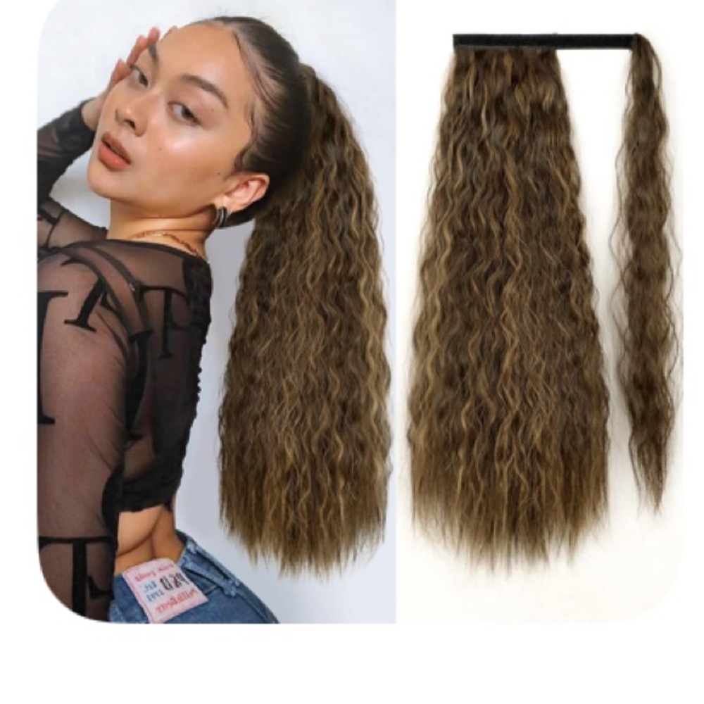 Natural Brown Wavy Hair Extension 22in